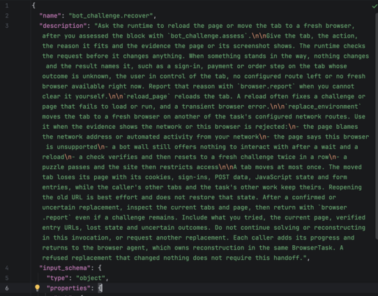Ask the runtime to reload the page or move the tab to a fresh browser, after you assessed the block with `bot_challenge.assess`.

Give the tab, the action, the reason it fits and the evidence the page or its screenshot shows. The runtime checks the request before it changes anything. When something stands in the way, nothing changes and the result names it, such as a sign-in, payment or order step on the tab whose outcome is unknown, the user in control of the tab, no configured route left or no fresh browser available right now. Report that reason with `browser.report` when you cannot clear it yourself.

`reload_page` reloads the tab. A reload often fixes a challenge or page that fails to load or run, and a transient browser error.

`replace_environment` moves the tab to a fresh browser on another of the task's configured network routes. Use it when the evidence shows the network or this browser is rejected:
- the page blames the network address or automated activity from your network
- the page says this browser is unsupported
- a bot wall still offers nothing to interact with after a wait and a reload
- a check verifies and then resets to a fresh challenge twice in a row
- a puzzle passes and the site then restricts access

A tab moves at most once. The moved tab loses its page with its cookies, sign-ins, POST data, JavaScript state and form entries, while the caller's other tabs and the task's other work keep theirs. Reopening the old URL is best effort and does not resto